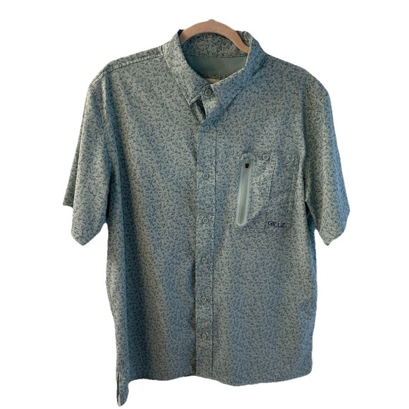 Gillz Light Blue‎ Fish Graphic Button Up Outdoor Fishing Shirt size M - Picture 1 of 7